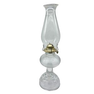 VINTAGE Eagle Hurricane Burner Oil Lamp Kerosene CLEAR GLASS MADE IN USA NICE!